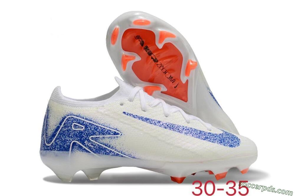 Kids Nike Air Zoom Mercurial Vapor 16 Elite FG Low-Tops Football Boots - Beige/Blue/White 1