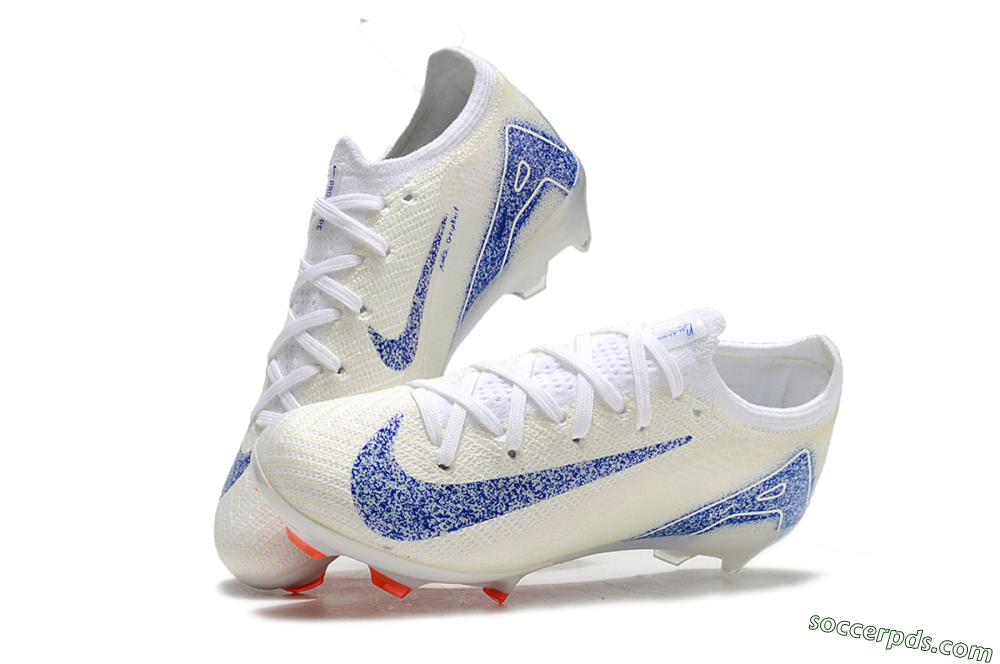 Kids Nike Air Zoom Mercurial Vapor 16 Elite FG Low-Tops Football Boots - Beige/Blue/White 3