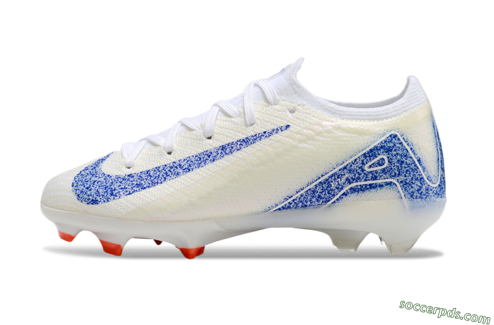 Kids Nike Air Zoom Mercurial Vapor 16 Elite FG Low-Tops Football Boots - Beige/Blue/White 2