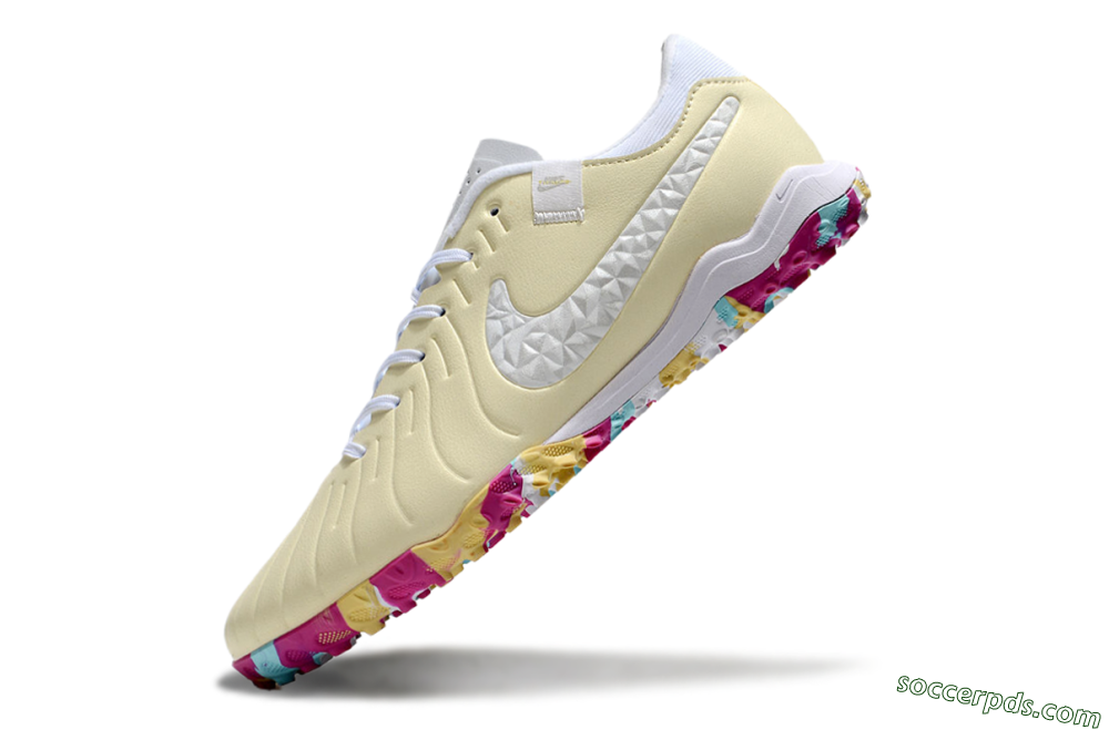 Nike Tiempo Legend 10 Pro TF Low-Tops Football Shoes - Beige/White/Rainbow 5