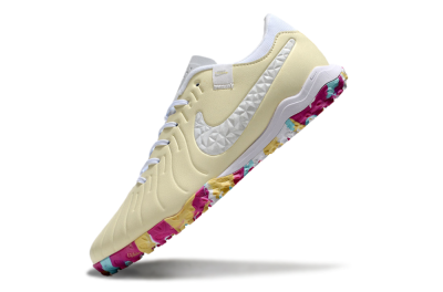 Nike Tiempo Legend 10 Pro TF Low-Tops Football Shoes - Beige/White/Rainbow