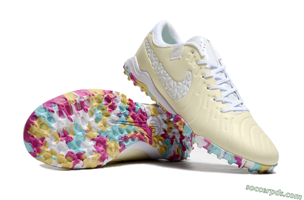 Nike Tiempo Legend 10 Pro TF Low-Tops Football Shoes - Beige/White/Rainbow 0