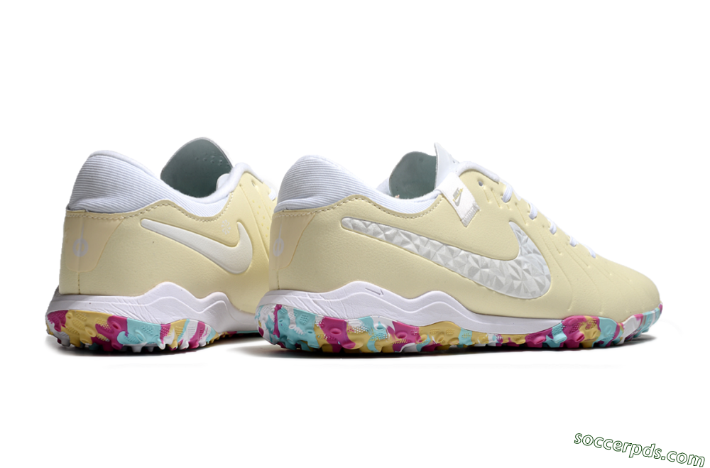Nike Tiempo Legend 10 Pro TF Low-Tops Football Shoes - Beige/White/Rainbow 6
