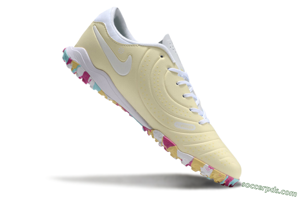 Nike Tiempo Legend 10 Pro TF Low-Tops Football Shoes - Beige/White/Rainbow 4