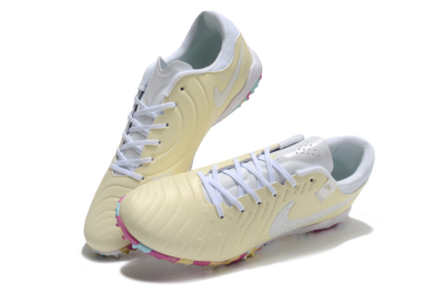 Nike Tiempo Legend 10 Pro TF Low-Tops Football Shoes - Beige/White/Rainbow