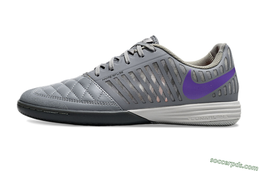 Nike Lunar Gato 2 IC Low-Tops Football Shoes - Grey/Purple/White 2