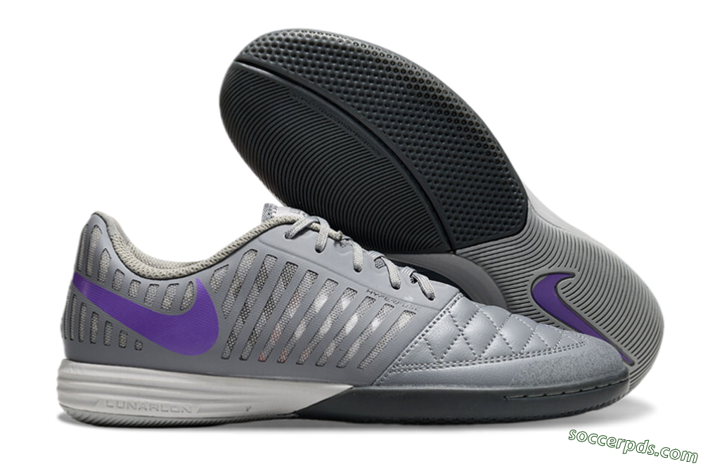 Nike Lunar Gato 2 IC Low-Tops Football Shoes - Grey/Purple/White 1