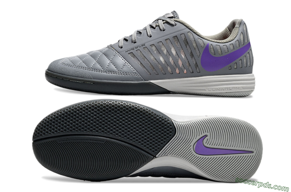 Nike Lunar Gato 2 IC Low-Tops Football Shoes - Grey/Purple/White 0