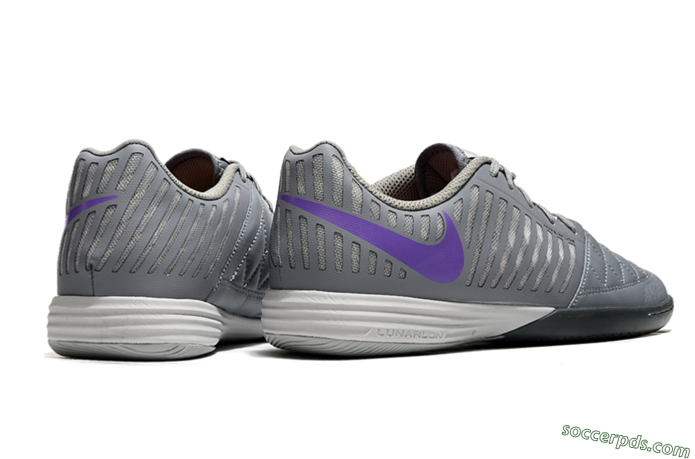 Nike Lunar Gato 2 IC Low-Tops Football Shoes - Grey/Purple/White 6