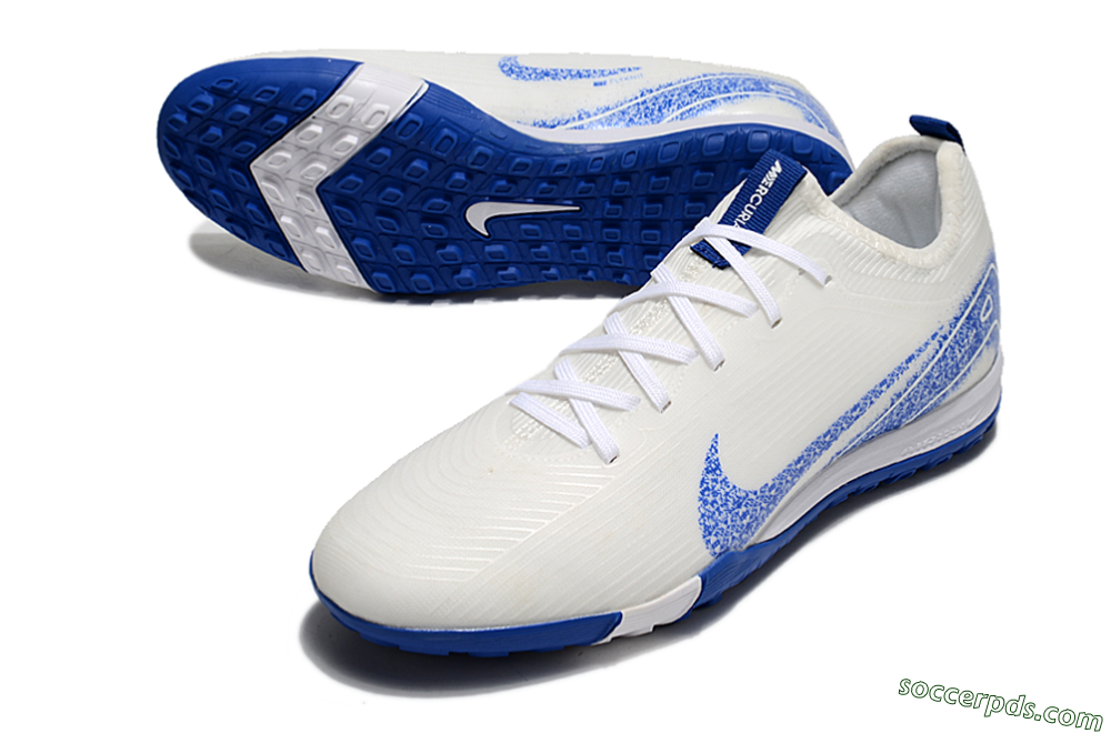 Nike Air Zoom Mercurial Vapor 16 Pro TF Low-Tops Football Shoes - White/Blue 3