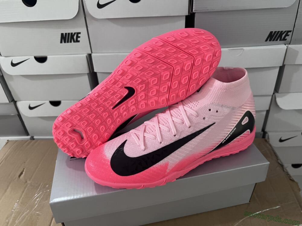 Nike Air Zoom Mercurial Superfly 10 Elite TF High-Tops Football Shoes - Pink/Black