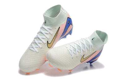 Nike Air Zoom Mercurial Superfly 10 Elite FG High-Tops Football Boots - White/Gold/Blue/Pink