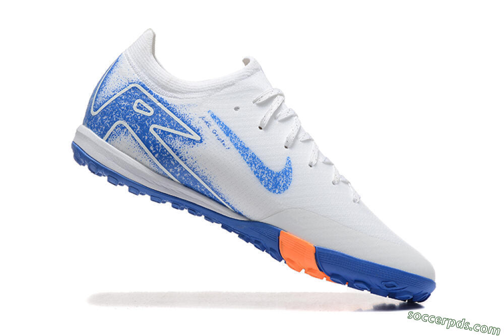 Nike Air Zoom Mercurial Vapor 16 Elite TF Low-Tops Football Shoes - White/Blue/Orange 4