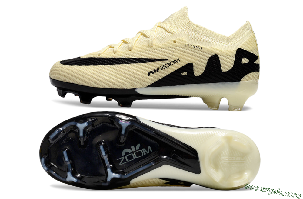 Kids Nike Air Zoom Mercurial Vapor 15 Elite FG Low-Tops Football Boots - Beige/Black 0