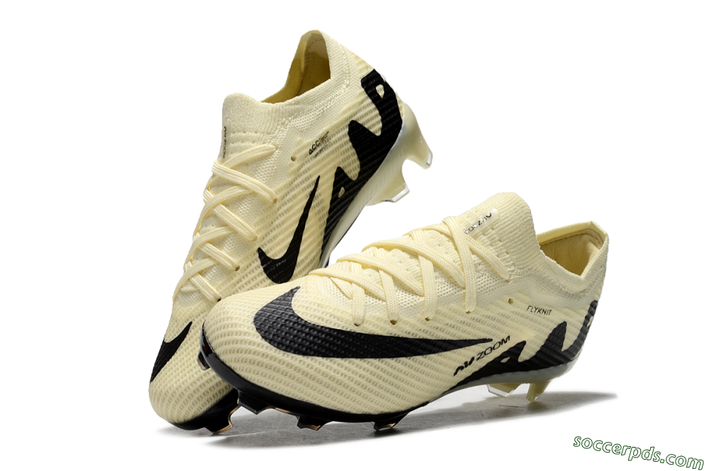 Kids Nike Air Zoom Mercurial Vapor 15 Elite FG Low-Tops Football Boots - Beige/Black 3