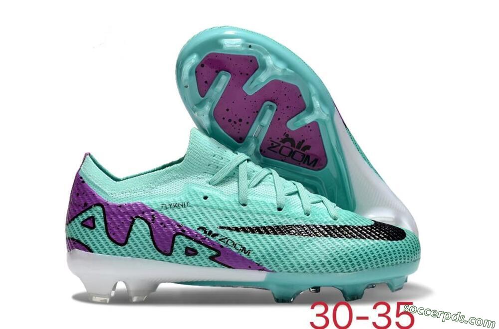 Kids Nike Air Zoom Mercurial Vapor 15 Elite FG Low-Tops Football Boots - Jade/Purple/Black 1