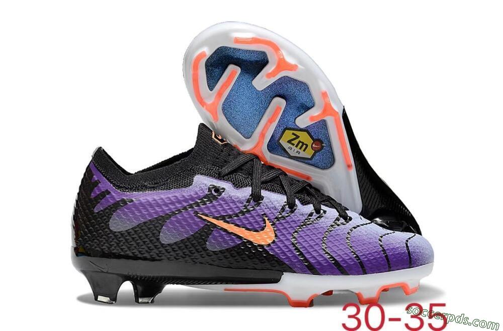 Kids Nike Air Zoom Mercurial Vapor 15 Elite FG Low-Tops Football Boots - Purple/Orange/Black 1