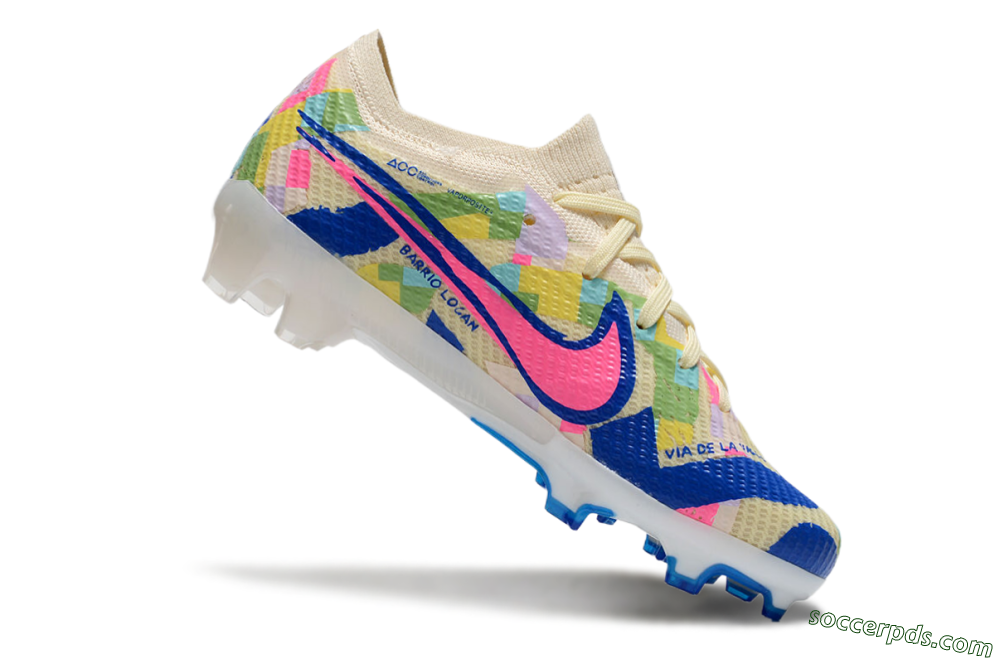 Kids Nike Air Zoom Mercurial Vapor 15 Elite FG Low-Tops Football Boots - Beige/Blue/Yellow/Pink 4