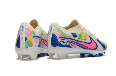 Kids Nike Air Zoom Mercurial Vapor 15 Elite FG Low-Tops Football Boots - Beige/Blue/Yellow/Pink
