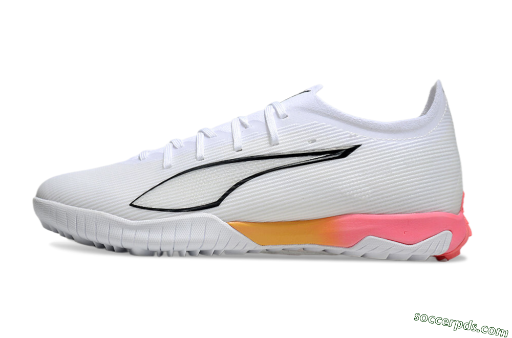 Puma Ultra Ultimate TF Low-Tops Football Shoes - White/Black/Yellow/Pink 2