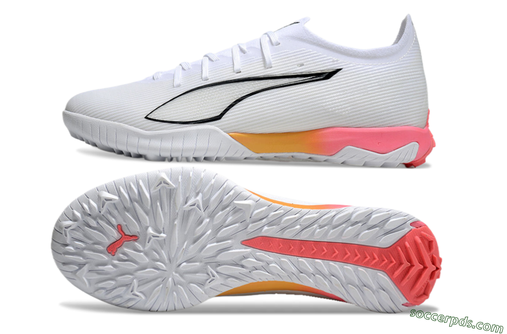 Puma Ultra Ultimate TF Low-Tops Football Shoes - White/Black/Yellow/Pink 0