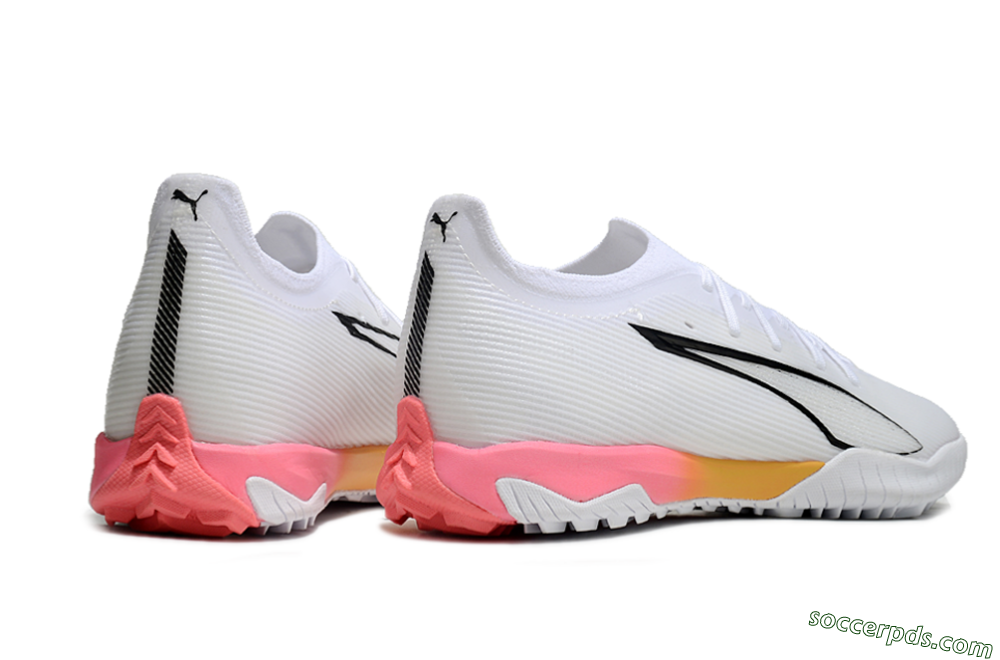 Puma Ultra Ultimate TF Low-Tops Football Shoes - White/Black/Yellow/Pink 6