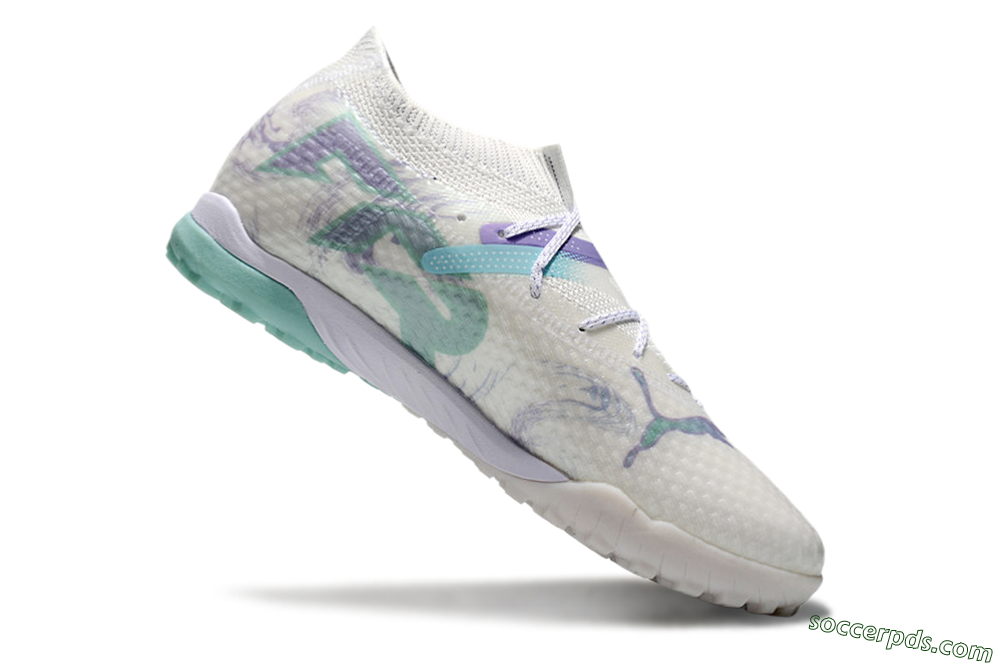 Puma Future Ultimate TF Low-Tops Football Shoes - Beige/Jade/Purple 4