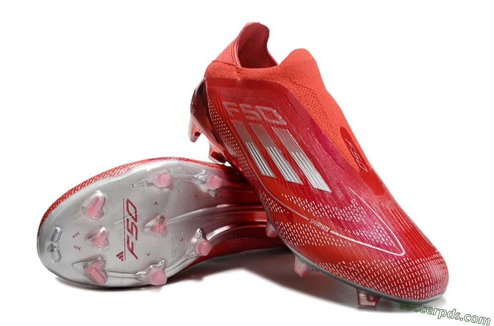 Adidas F50 Elite Laceless FG Low-Tops Football Boots - Red/Silver 3
