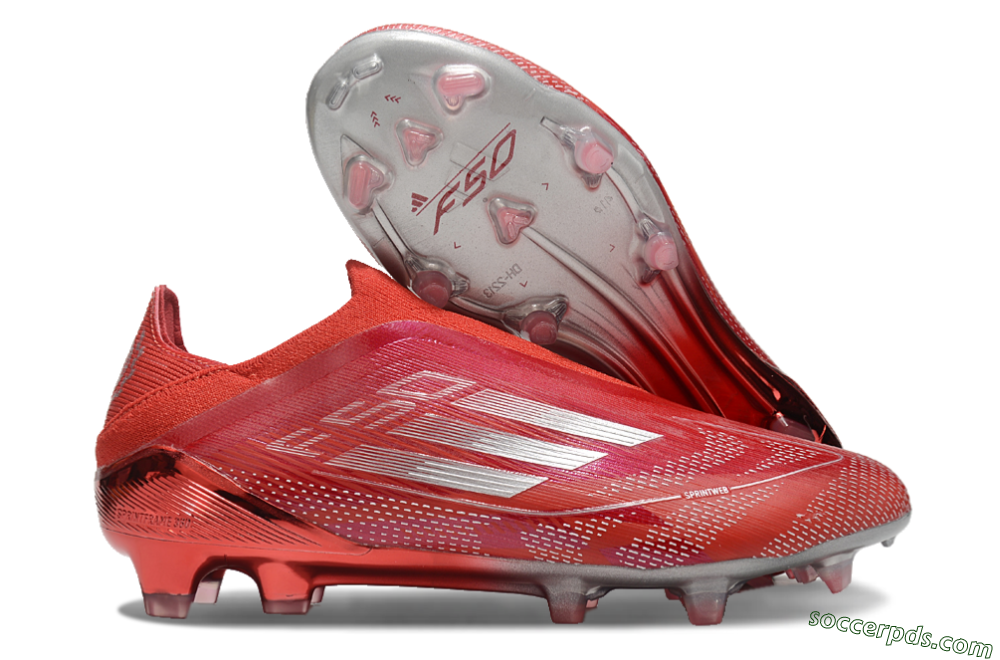 Adidas F50 Elite Laceless FG Low-Tops Football Boots - Red/Silver 1
