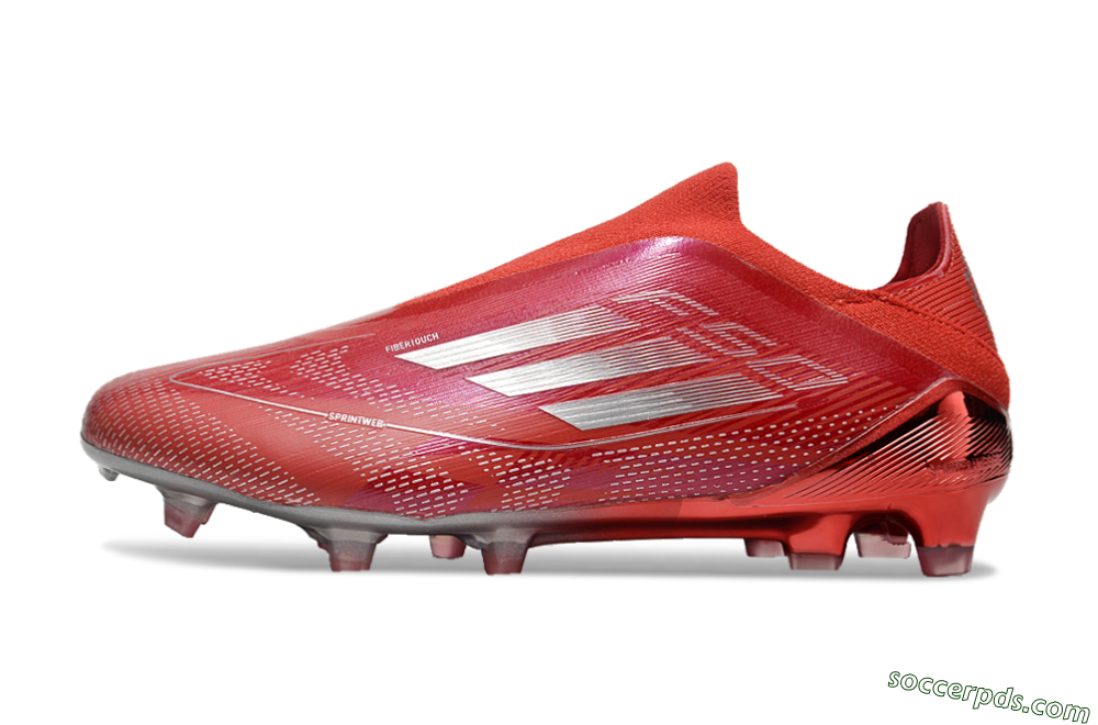 Adidas F50 Elite Laceless FG Low-Tops Football Boots - Red/Silver 2