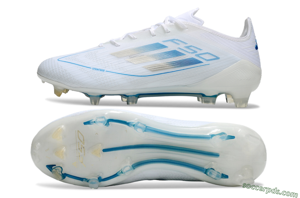 Adidas F50 Elite FG Low-Tops Football Boots - White/Silver/Blue 0