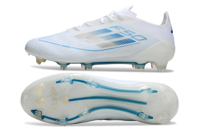 Adidas F50 Elite FG Low-Tops Football Boots - White/Silver/Blue