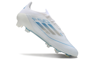 Adidas F50 Elite FG Low-Tops Football Boots - White/Silver/Blue