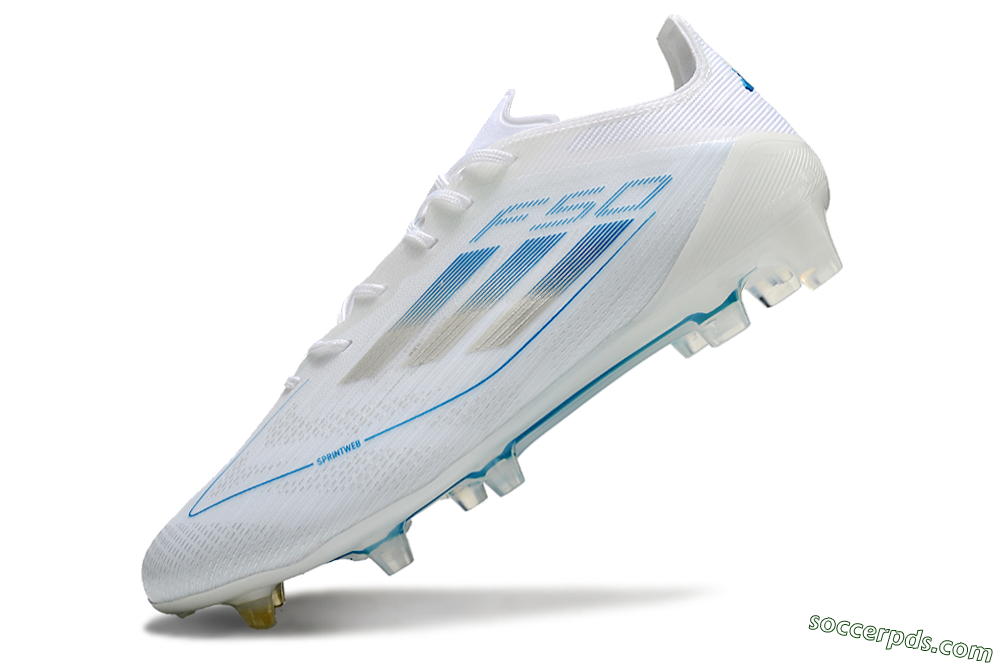 Adidas F50 Elite FG Low-Tops Football Boots - White/Silver/Blue 5