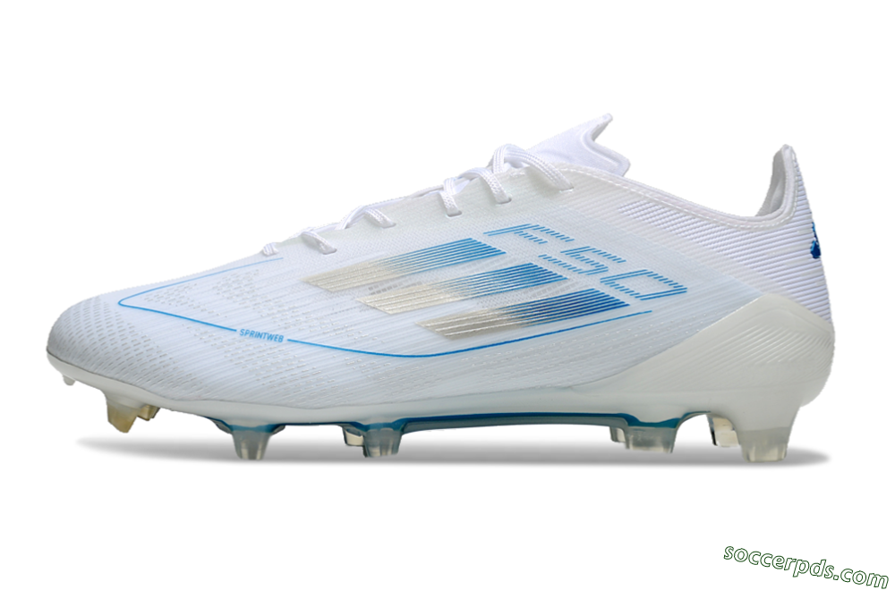 Adidas F50 Elite FG Low-Tops Football Boots - White/Silver/Blue 2