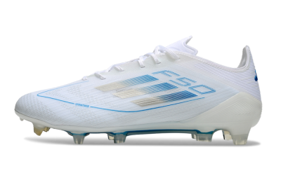 Adidas F50 Elite FG Low-Tops Football Boots - White/Silver/Blue