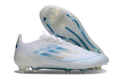 Adidas F50 Elite FG Low-Tops Football Boots - White/Silver/Blue