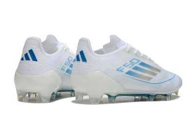 Adidas F50 Elite FG Low-Tops Football Boots - White/Silver/Blue