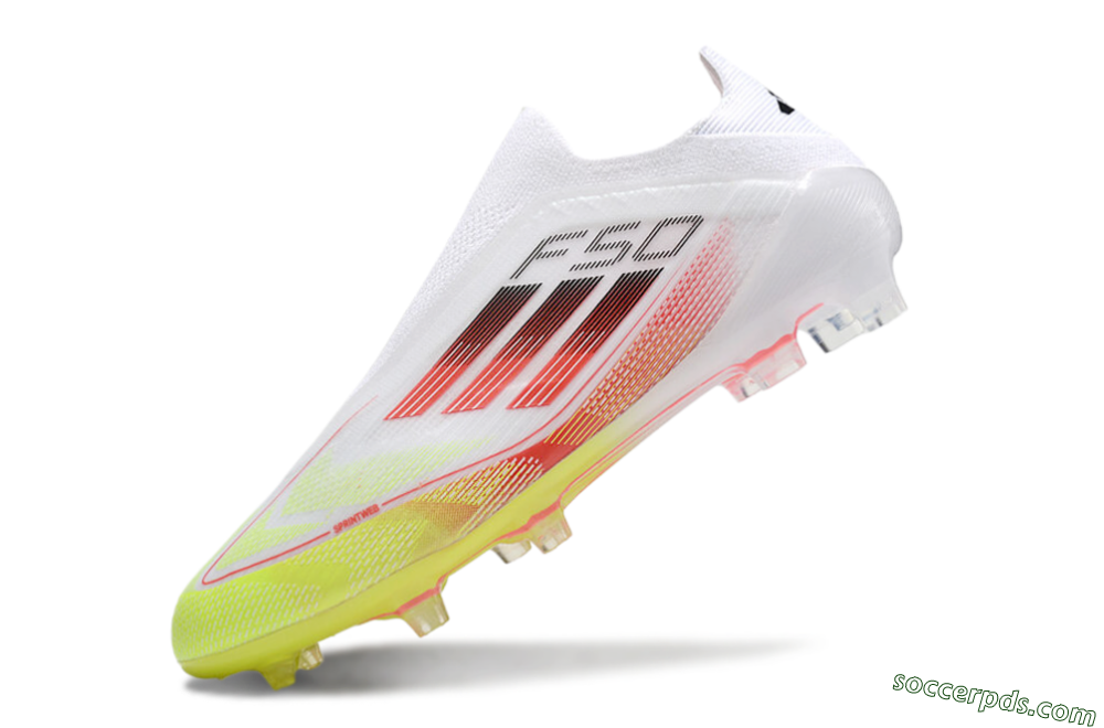 Adidas F50 Elite Laceless FG Low-Tops Football Boots - White/Yellow/Red 5