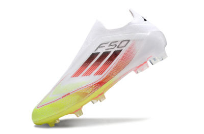 Adidas F50 Elite Laceless FG Low-Tops Football Boots - White/Yellow/Red