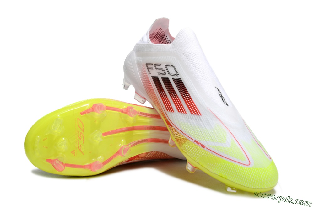 Adidas F50 Elite Laceless FG Low-Tops Football Boots - White/Yellow/Red 3