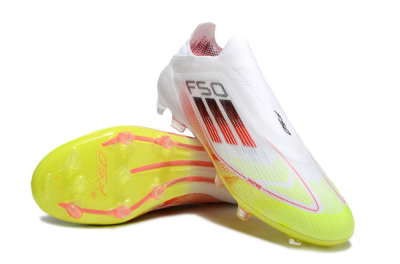 Adidas F50 Elite Laceless FG Low-Tops Football Boots - White/Yellow/Red