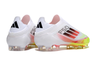 Adidas F50 Elite Laceless FG Low-Tops Football Boots - White/Yellow/Red