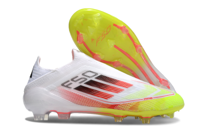 Adidas F50 Elite Laceless FG Low-Tops Football Boots - White/Yellow/Red