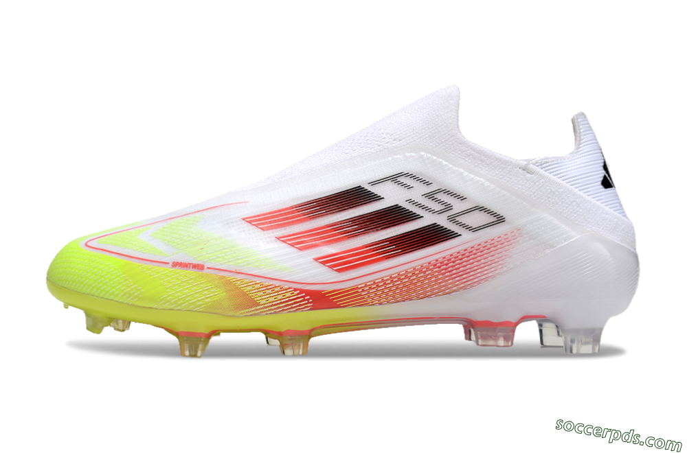 Adidas F50 Elite Laceless FG Low-Tops Football Boots - White/Yellow/Red 2