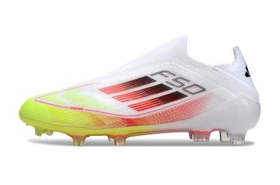 Adidas F50 Elite Laceless FG Low-Tops Football Boots - White/Yellow/Red