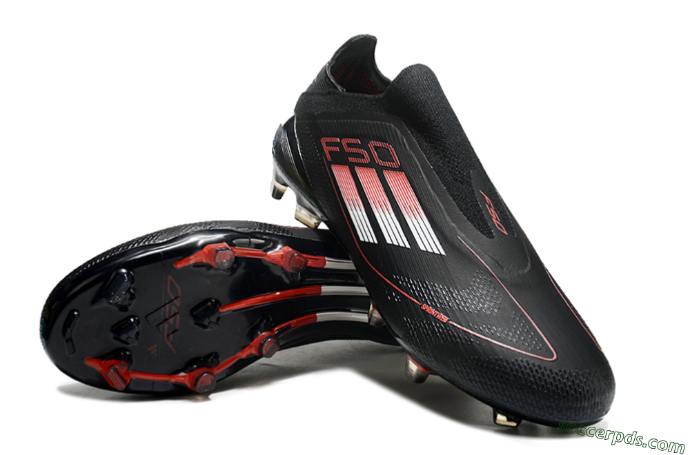 Adidas F50 Elite Laceless FG Low-Tops Football Boots - Black/White/Red 3