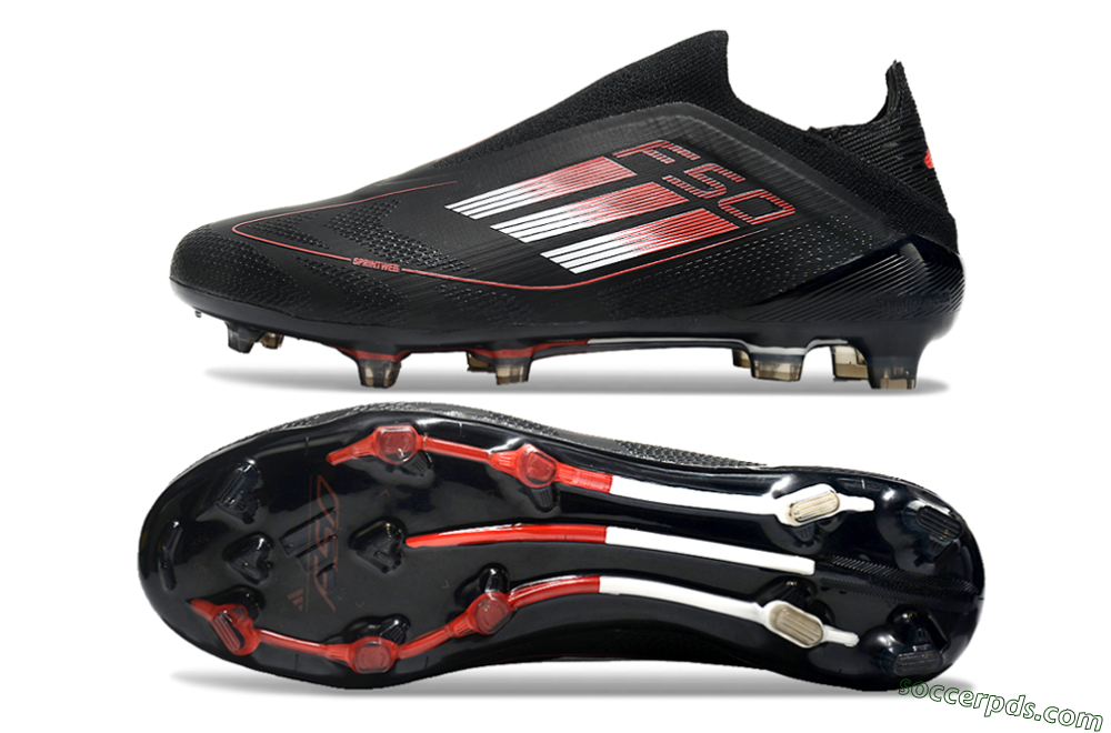 Adidas F50 Elite Laceless FG Low-Tops Football Boots - Black/White/Red 0