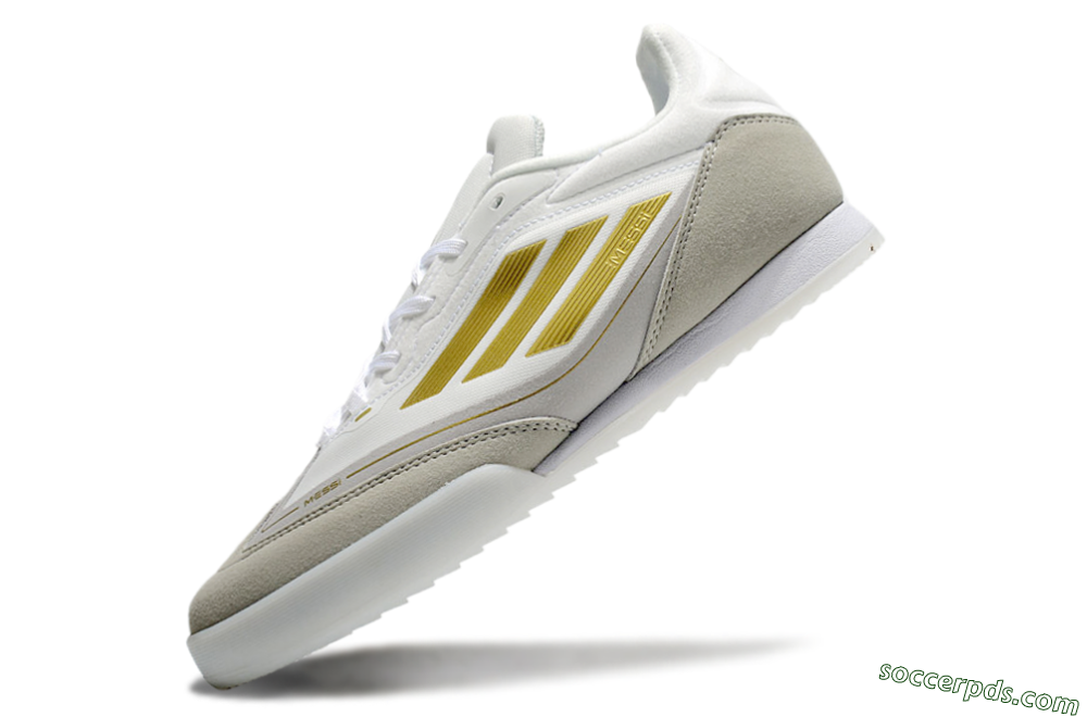 Messi Adizero F50 Freestyle IC Low-Tops Football Shoes - White/Grey/Gold 5