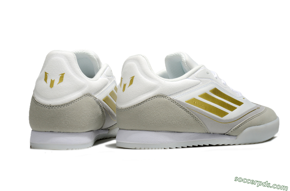 Messi Adizero F50 Freestyle IC Low-Tops Football Shoes - White/Grey/Gold 6